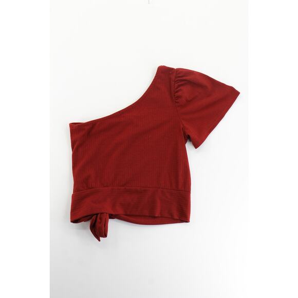 NWT PST by Prject Social T red one sleeve crop top womens medium coquette - Picture 3 of 5